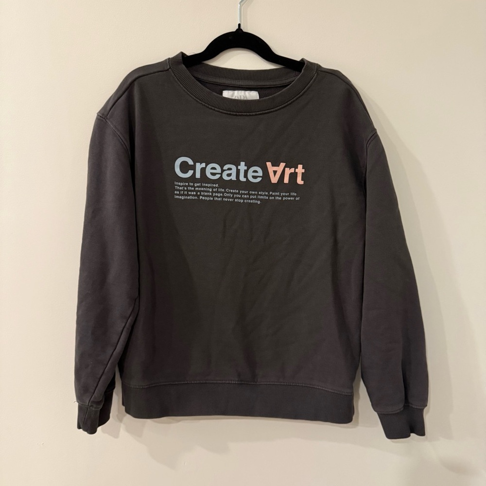 Zara Black Sweatshirt with Multicolor Text